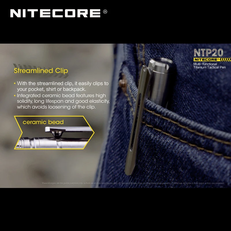 Многофункциональная титановая тактическая ручка Nitecore NTP20 для экстремальных