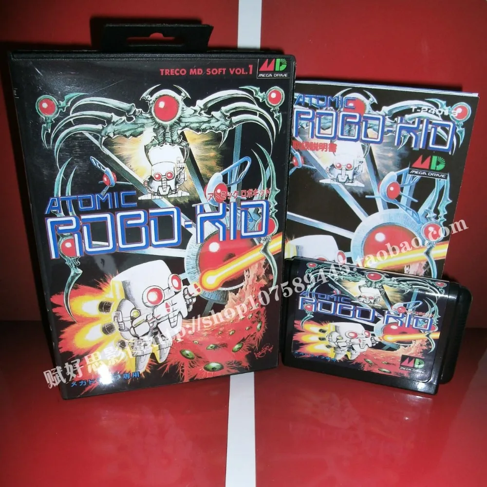 Sega MD игра атомно-Робо-Рио с коробкой и руководством для 16 бит игровой картридж