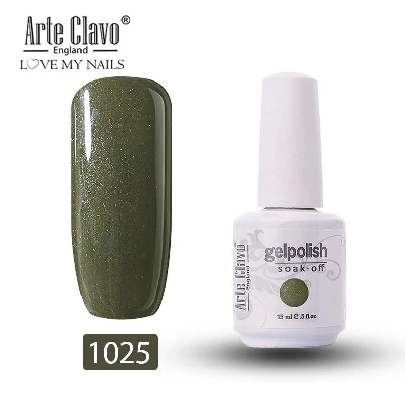 1025 Arte Clavo Гель-лак для ногтей 15 мл зеленая серия гель uv Vernis Гибридный гель лак для маникюра дизайн ногтей Белый Гель-лак замачиваемый - Цвет: 1025
