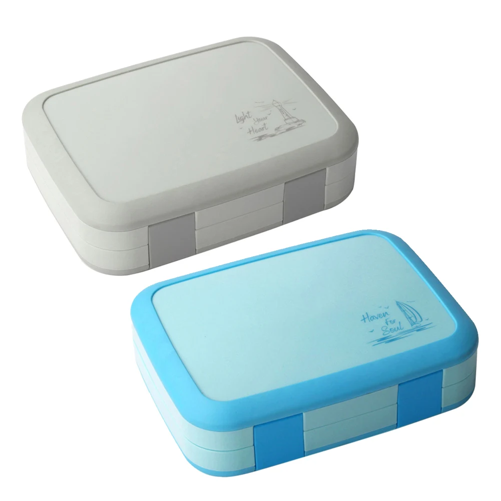 4/5-сетчатый Ланч-бокс, лоток, Портативный Bento чехол, здоровый флип пластиковый контейнер для еды
