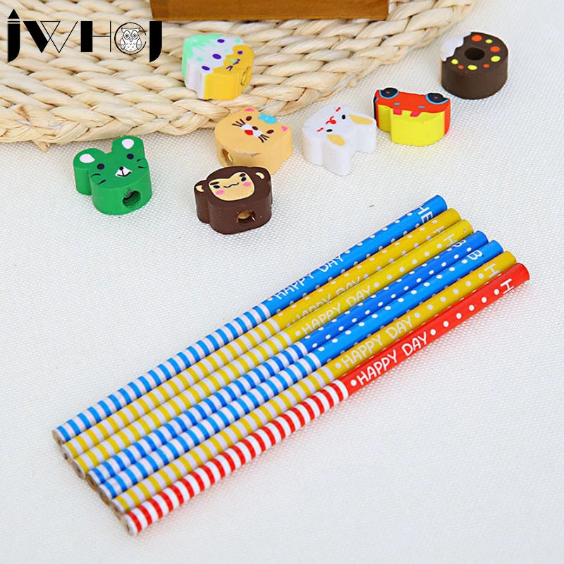 5 шт./лот креативный милый деревянный карандаш с ластик животным из мультфильма