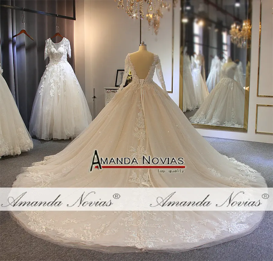 Роскошные свадебное платье с длинными рукавами Аманда novias Топ брендовые свадебные платье
