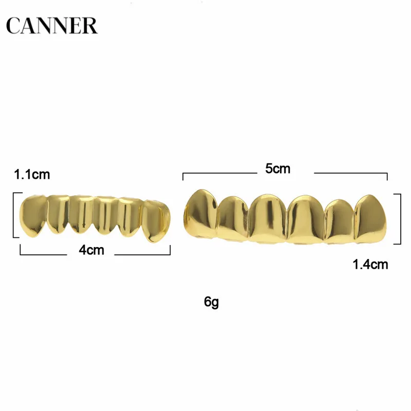 Canner Hip Hop Teeth Grillz Set Top& Bottom Teeth Gold Silver Color Grills Dental Cosplay Party Body Jewelry For Men Women W4