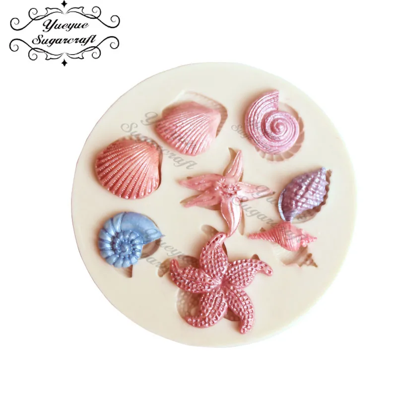 Yueyue Sugarcraft морская/оболочка силиконовая форма помадка форма для украшения торта инструменты шоколадная форма