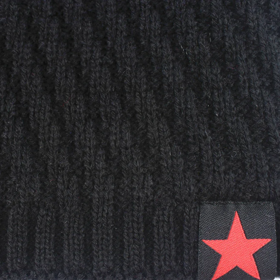 Модные мужские зимние вязаные шапки бини Red Star Mark повседневные однотонные теплые