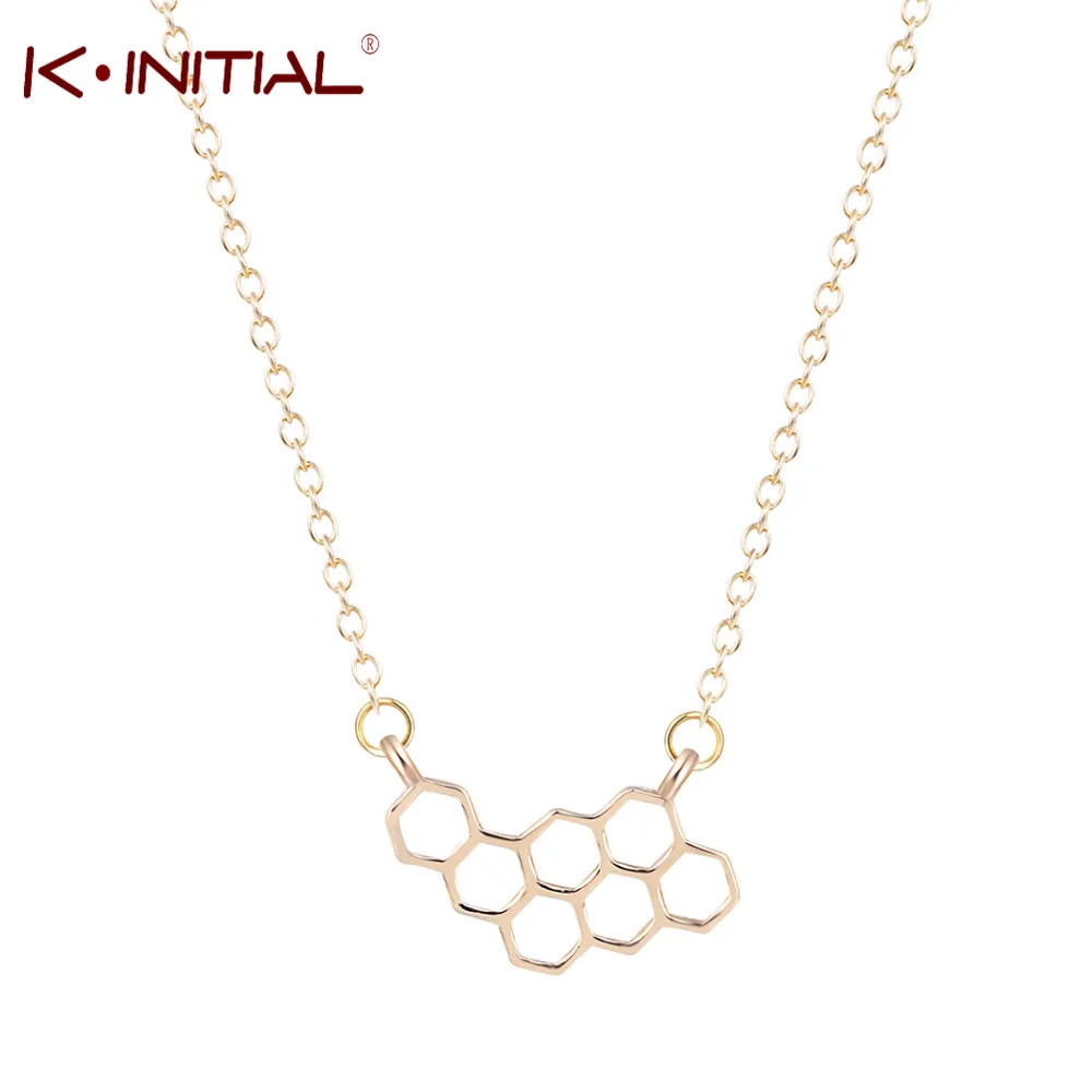 

Kinitial Fashion Honey Comb Bee Hive Necklace Cute Hexagon Pendant Necklace for Women Choker Jewelry Christmas Gift