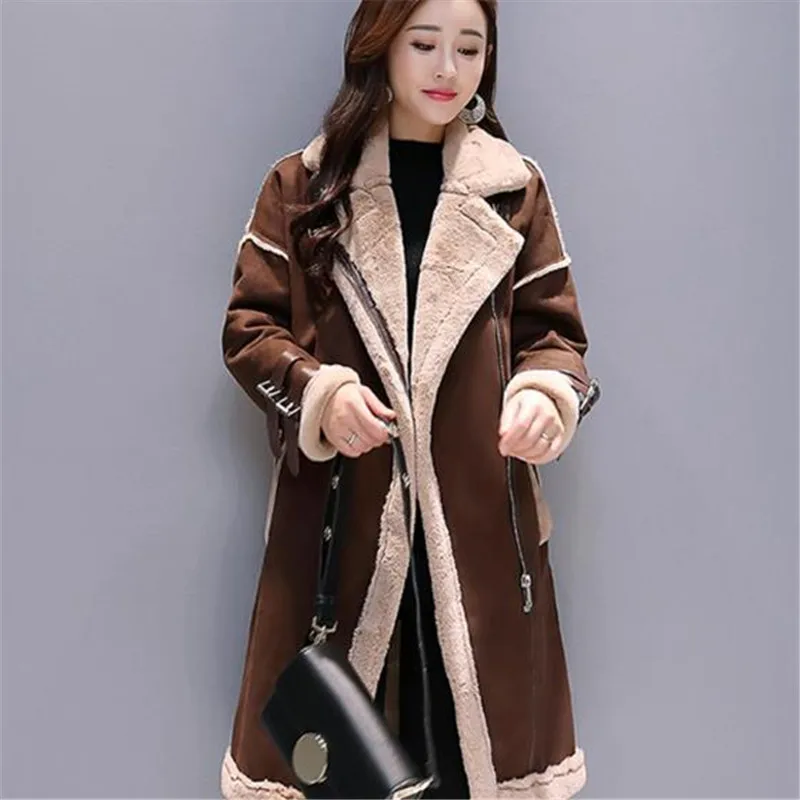 Женская куртка из оленьей кожи большого размера новинка 2018 зимнее пальто овечьей