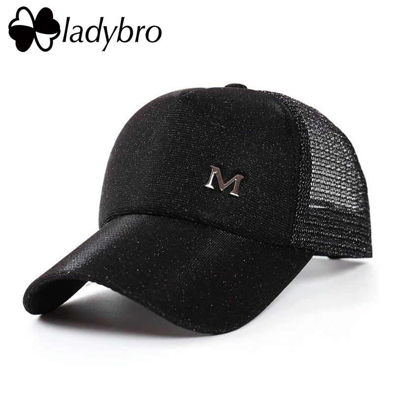 Ladybro открытый сияющий Кепки Для женщин Женская бейсбольная кепка с буквой М Лето