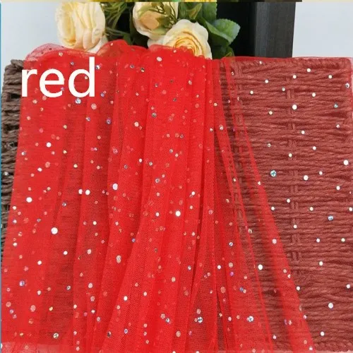 red 1,6*1 ярдов, мягкий тюль, лазерная блестка, ткань, сделай сам, детская юбка-пачка для душа, сшитое платье принцессы для свадебной вечеринки, Декор, африканская ткань - Цвет: red