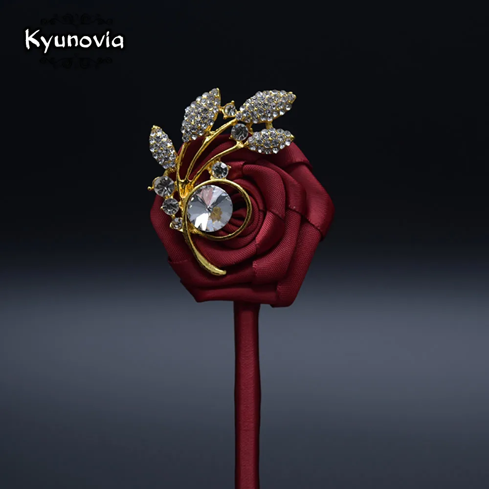 Женская бутоньерка с бутоньеркой Kyunovia свадебная кристаллами для жениха