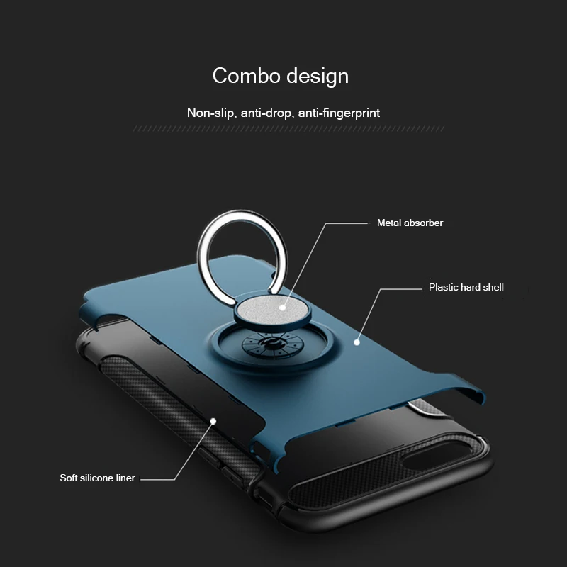 Защитный чехол-подставка criar House для iPhone X 8 7 Plus 6 6s SE 5 5S с металлическим кольцом