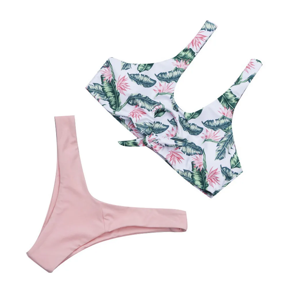 Женский купальник бикини с бантиком и принтом Chamsgend милый купальный костюм