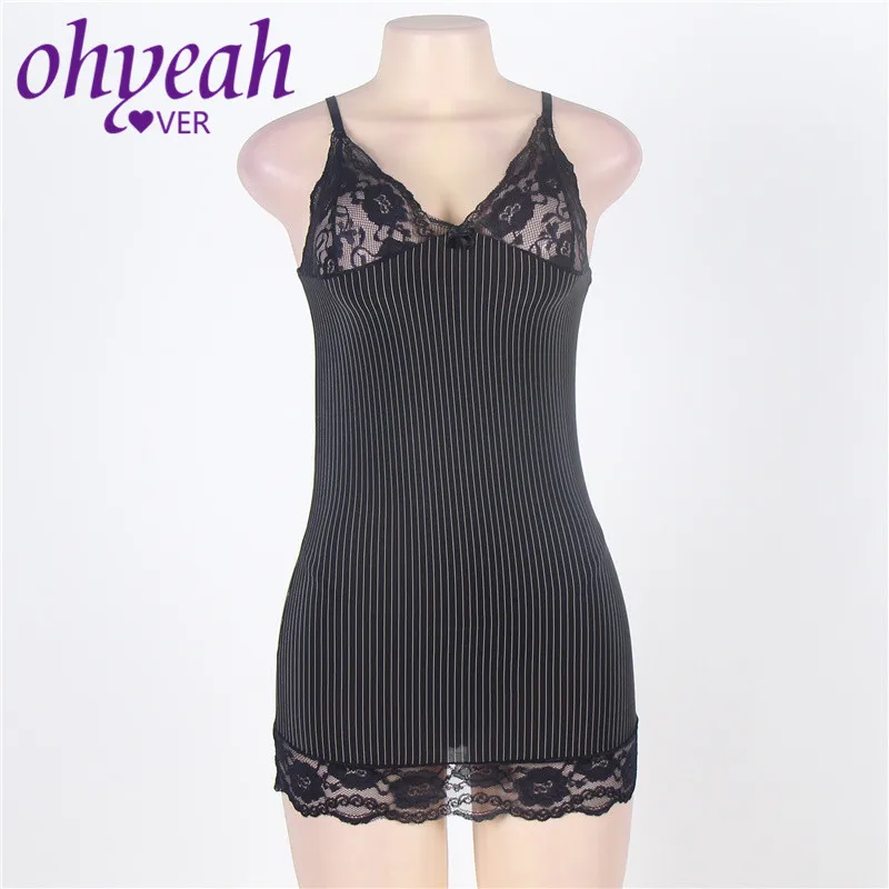 Ohyeahlover сексуальный костюм большой Размеры M 6XL облегающее платье в горизонтальную