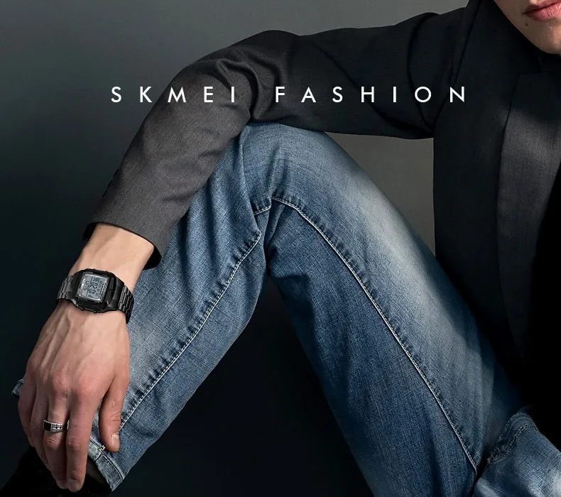 SKMEI Роскошные спортивные часы золотой Для мужчин смотреть светодиодный цифровой сигнал обратного отсчета Сталь мужские наручные часы relogio masculin 1381