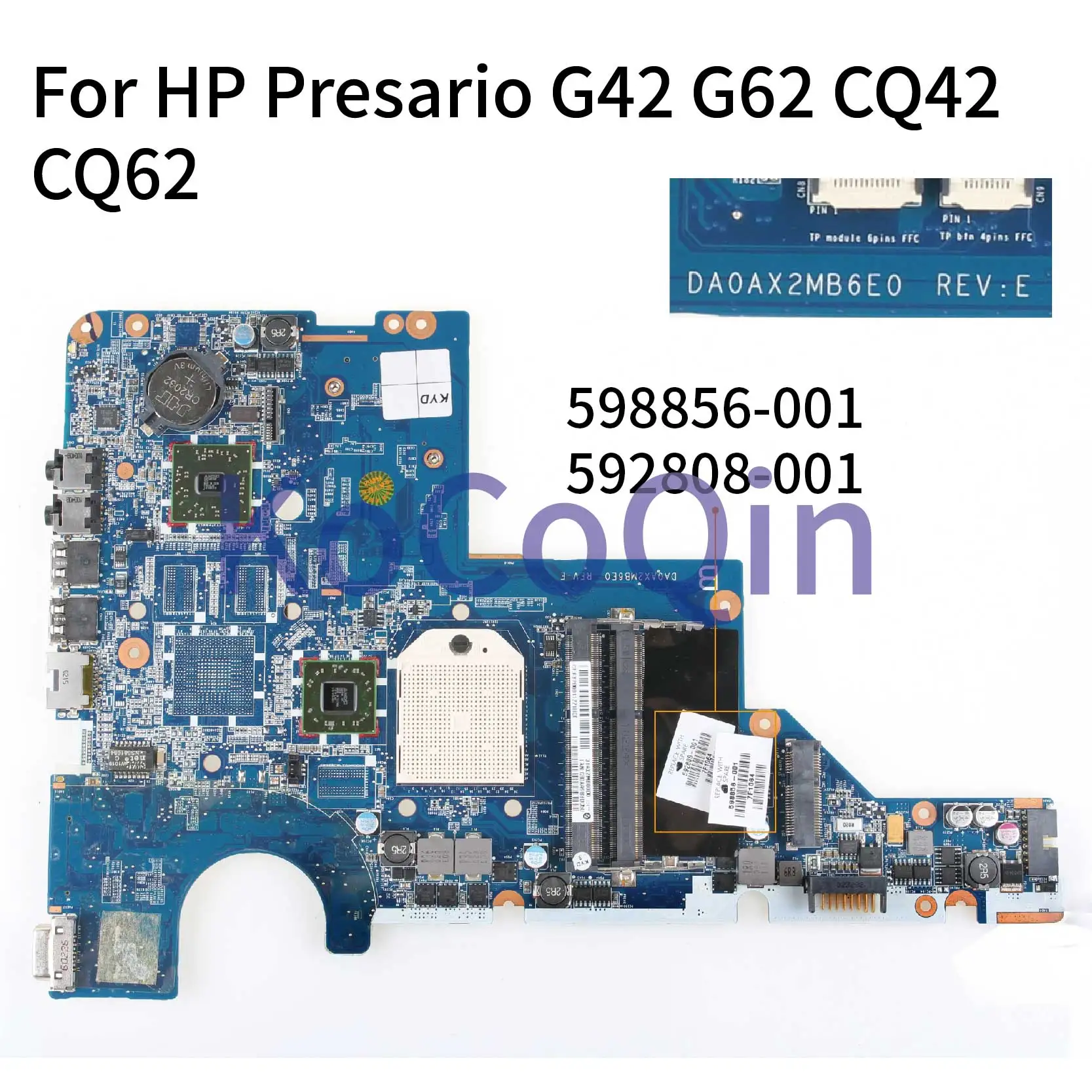 Kocoqin-placa-mãe para Computador Portátil Placa Principal Amd Compatível com hp Presario G42 G62 Cq42 Cq62 Tamanhos 1994001 20122022 Placa-mãe para notebook