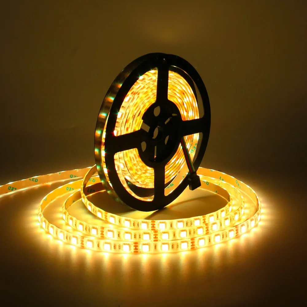 5050 SMD RGB LED Strip Light Kit 5M 60LEDs/m DC 12V Waterproof IP65 Lamp Band with IR Remote Controller Power Adapter US EU Plug | Лампы и
