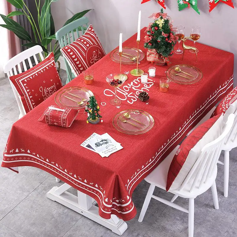 Christmas Cotton Tablecloth Wedding Decoration Red Cartoon Fashion Dinner Table Cloth - Цвет: Style 5