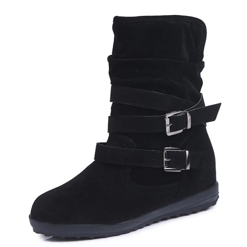 

Winter Women Boots Solid Flat Shoes Combat Riding Ankle Boots Lady Fashion Casual Warm Bootie Plus Size
