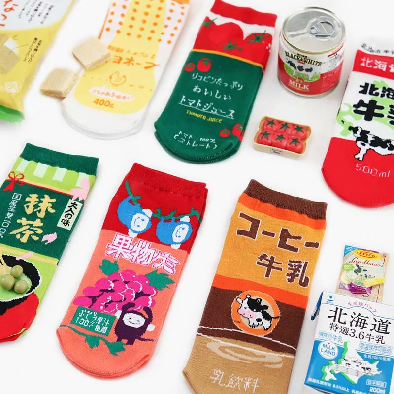 Японский мультфильм Харадзюку Еда/животных Женские носки до голени милый Принт