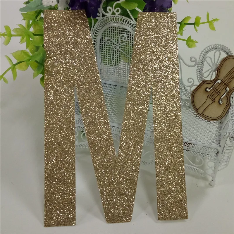 Decorative 5&quot Upper Case Letters M Gold Glitter Paper 1000piece Letter For Banners/Garlands Hanging Birthday Party Decor |