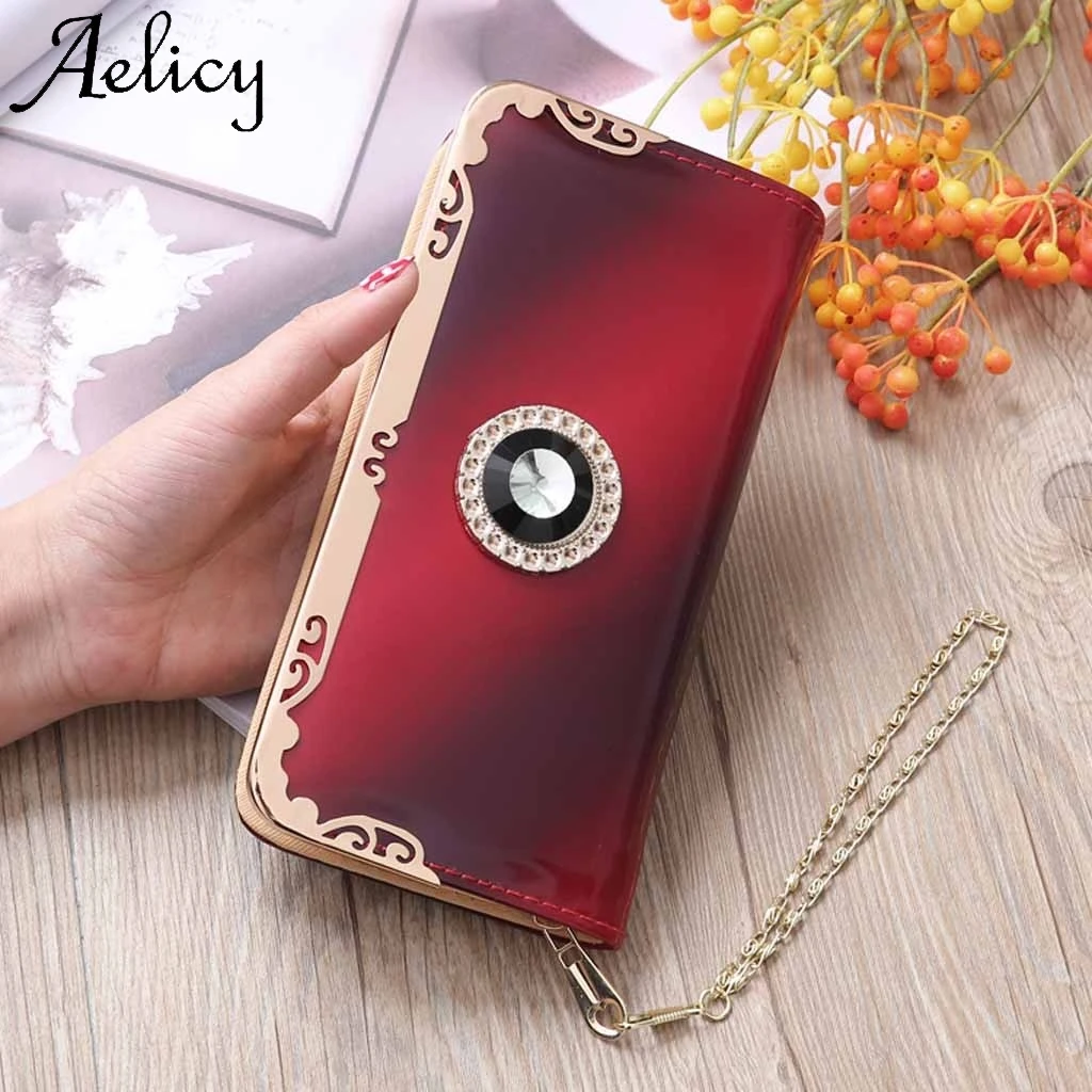 Женская сумка кошелек Aelicy из натуральной кожи с градиентным цветком и карманом