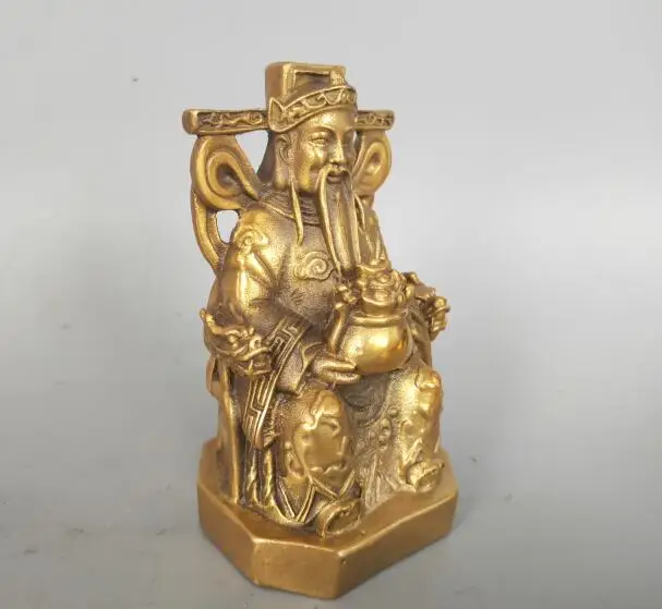 

China pure brass wealth Buddha statue 11 cm