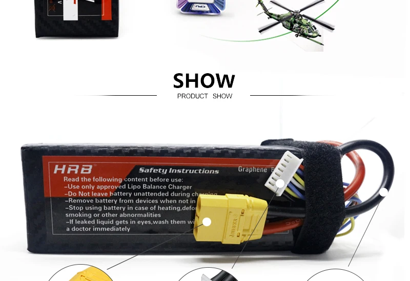 HRB графеновая батарея 6S 22,2 V 5000mah 100C 200C XT60-T разъём для LiPo батарей батарея для goblin trex 600 Вертолет RC автомобиль Лодка дроны