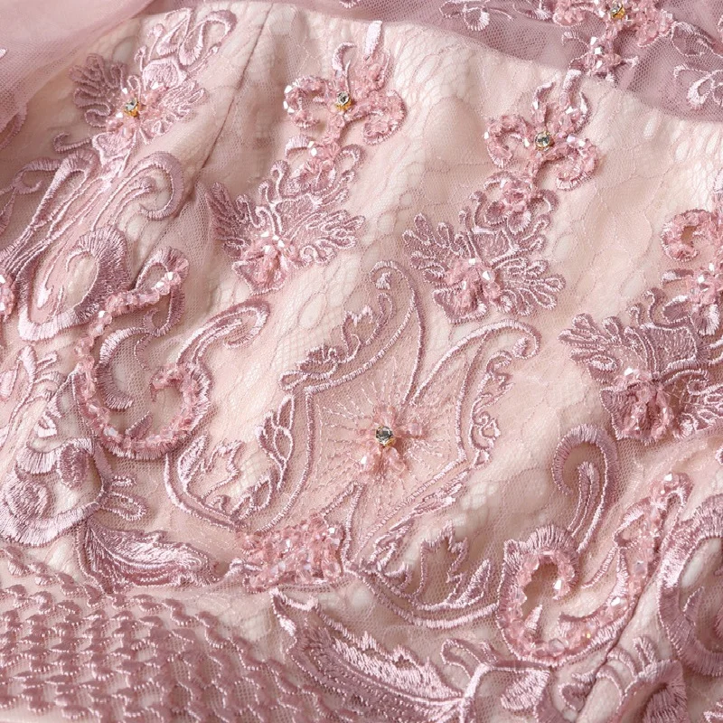 Женское кружевное платье макси Элегантное Длинное Тюлевое с вышивкой бисером и