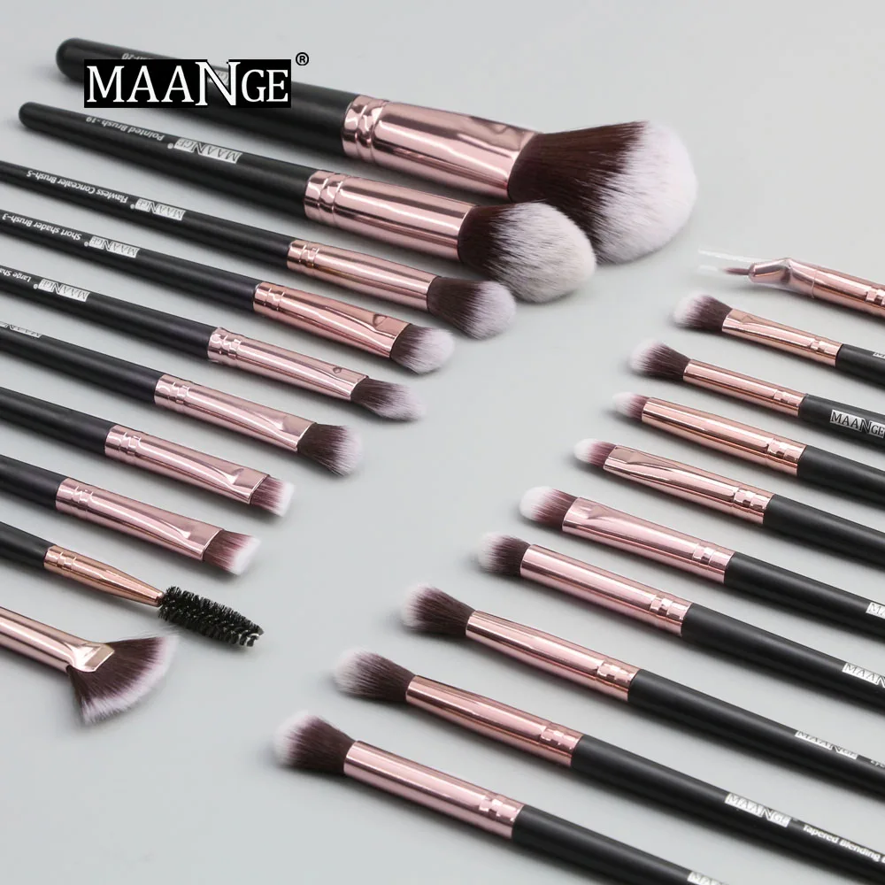 MAANGE Pro 12/20 штук набор кистей для макияжа с сумкой порошок Кисть для растушевки теней для глаз с ресницами, губами Портативный набор кистей для макияжа