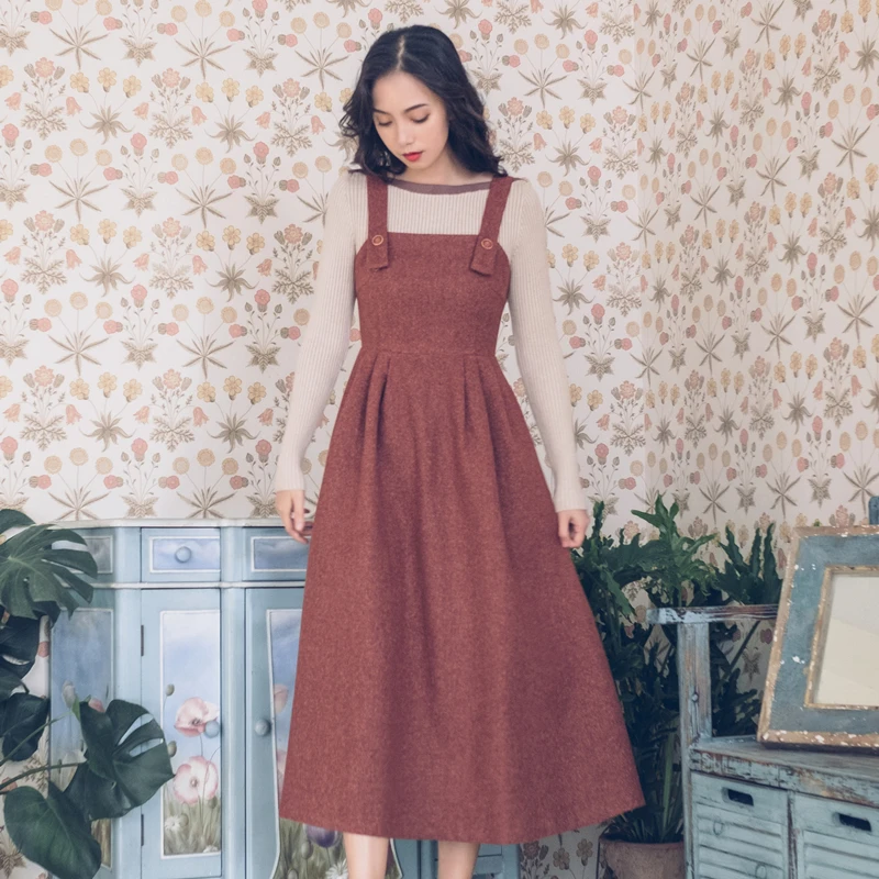 Женское шерстяное платье на пуговицах в стиле ретро элегантное приталенное