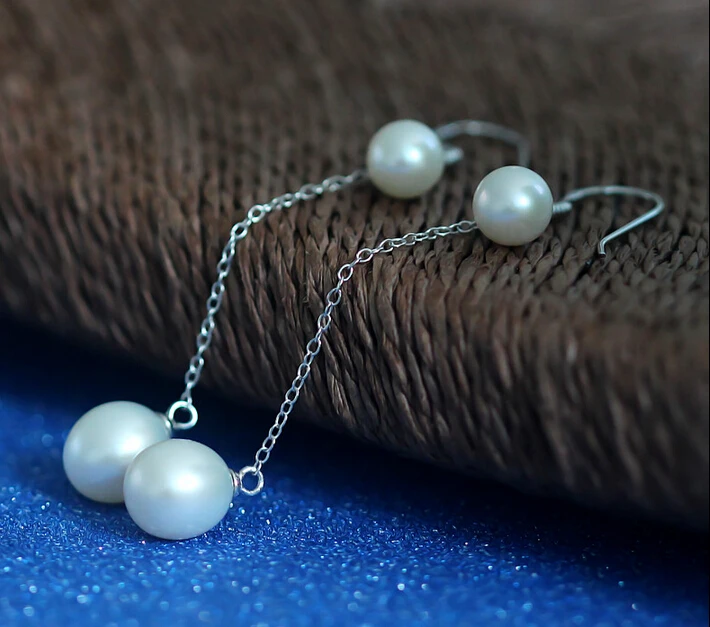 Freshwater pearl earrings on a variety of natural long white circle | Украшения и аксессуары