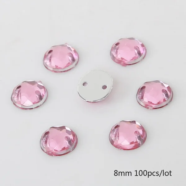 Pink Круглые/квадратные/в форме конского глаза Хрустальные акриловые бусины с плоской задней стороной две бусины с отверстиями для самостоятельного изготовления ювелирных изделий Аксессуары для рукоделия - Цвет: Pink