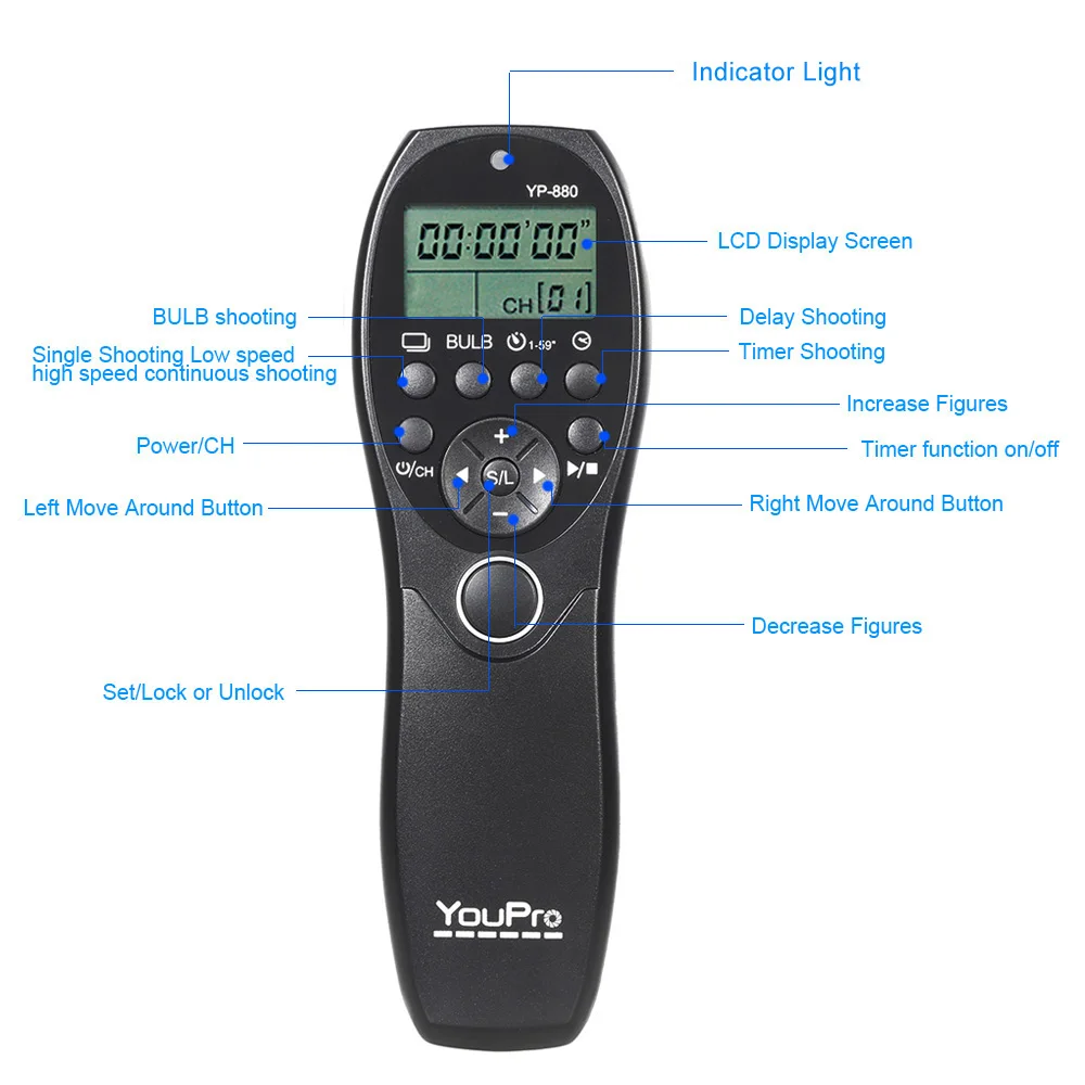 YouPro YP 880 L1 камера проводной спуск затвора Таймер Пульт дистанционного управления