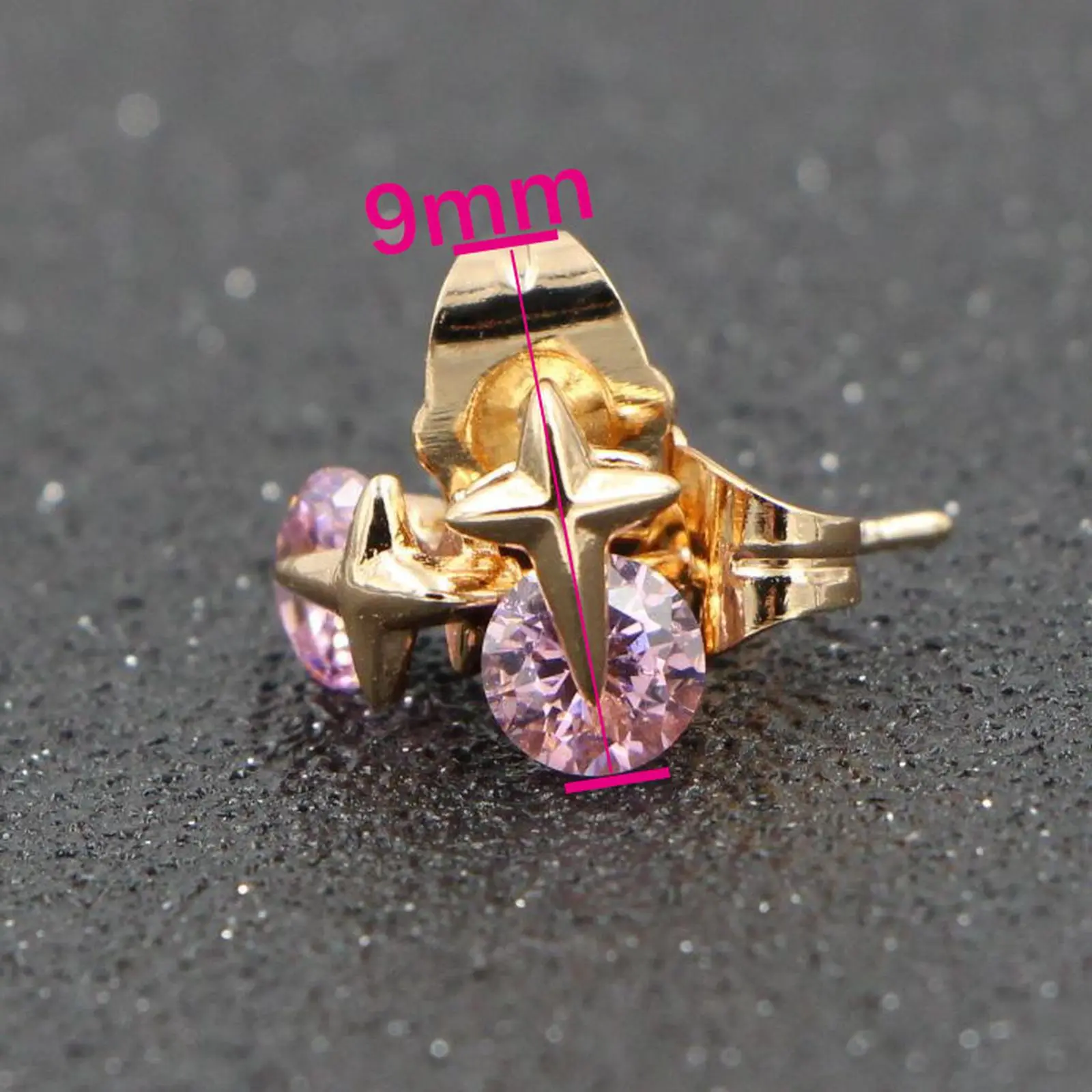 Женские серьги-гвоздики HeeZen серьги с розовым камнем и цирконием в форме звезды
