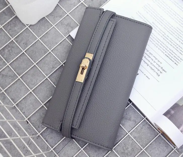 deep grey wallets Модный кошелек с замком для дам, Женский кошелек, качественный кожаный кошелек, элегантные женские кошельки дамские сумочки, Женский кошелек C2272/l - Цвет: deep grey wallets