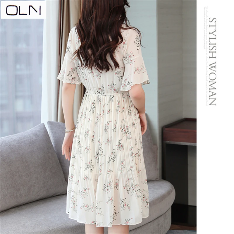 Vestidos платье oln в Корейском стиле тонкое феи с цветочным рисунком длинное
