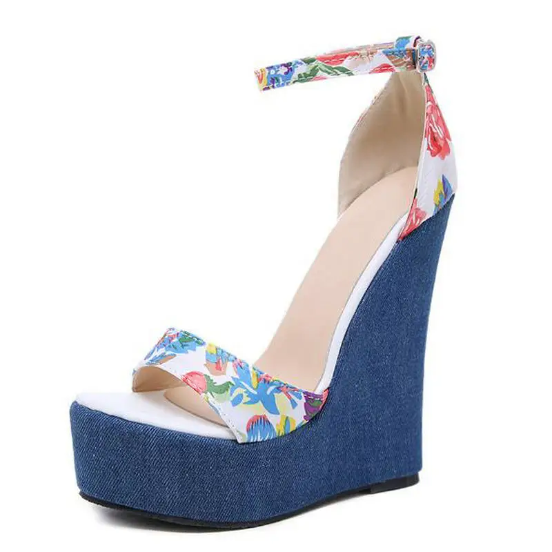 Женские джинсовые сандалии с открытым носком босоножки в римском стиле на