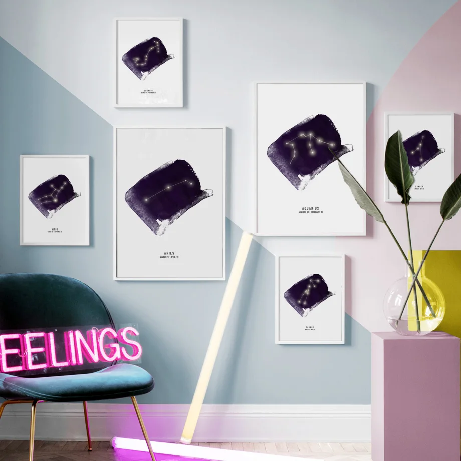 Зодиак Лев весы Телец Близнецы Водолей настенная Картина на холсте