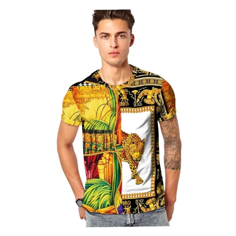 Мужская футболка с короткими рукавами модная круглым вырезом и принтом