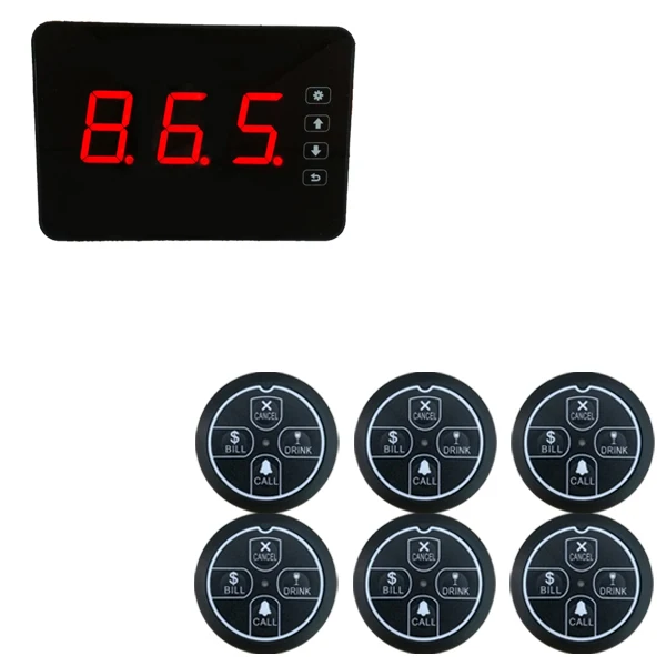 1screen 6bell-black 1 настольный ЖК-приемник 3 кнопки вызова 433 МГц водонепроницаемый Buzeer фаст-фуд Ресторан Беспроводной Вызов официанта системы - Цвет: 1screen 6bell-black