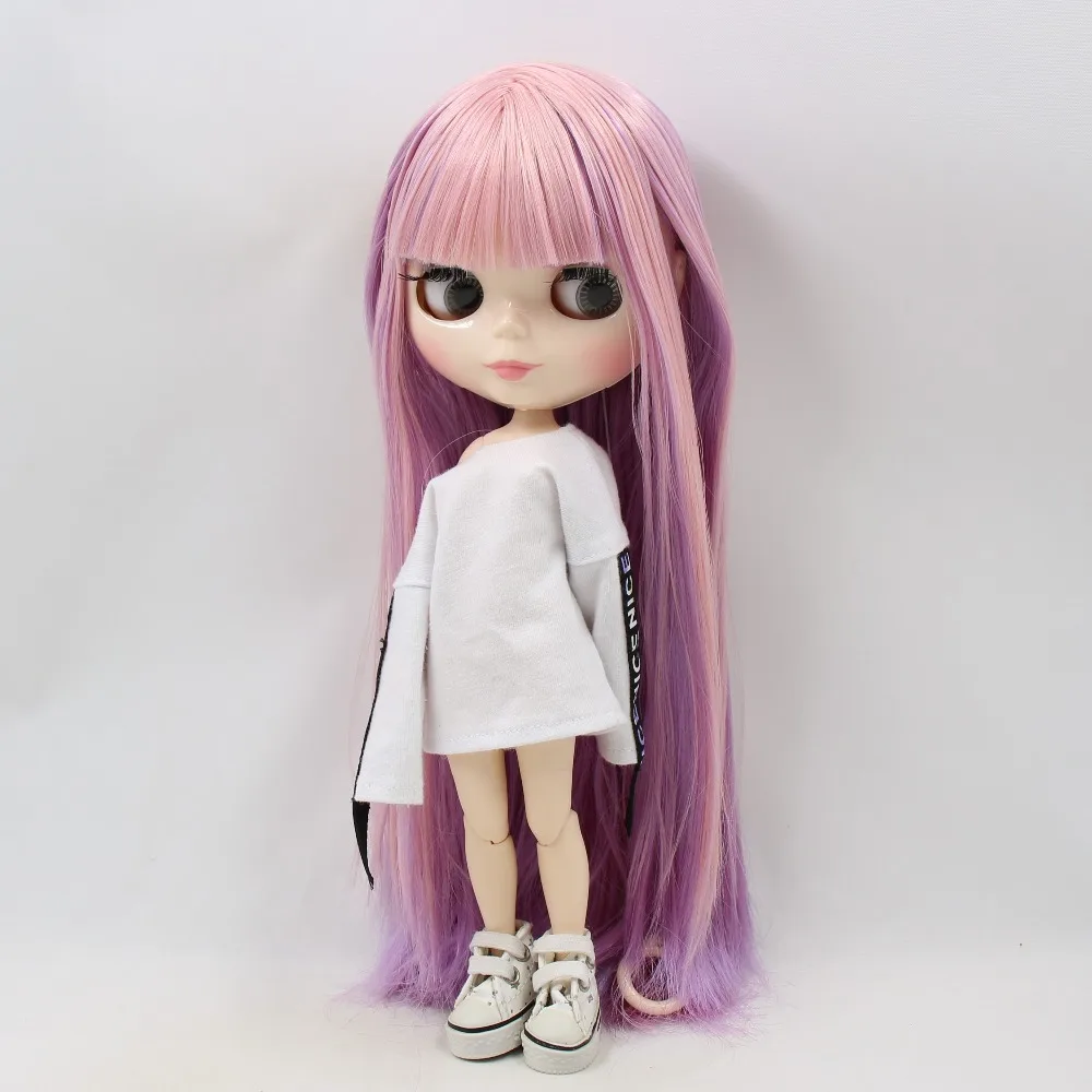 Кукла ICY DBS Blyth сустав тело белая кожа BL6122/2137 розовые и фиолетовые волосы с челкой 30
