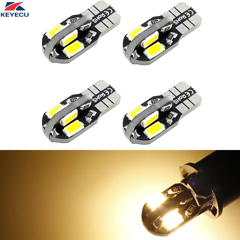 KEYECU 4 шт теплый белый W5W T10 8SMD 5730 Автомобильная внутренняя и внешняя Светодиодная