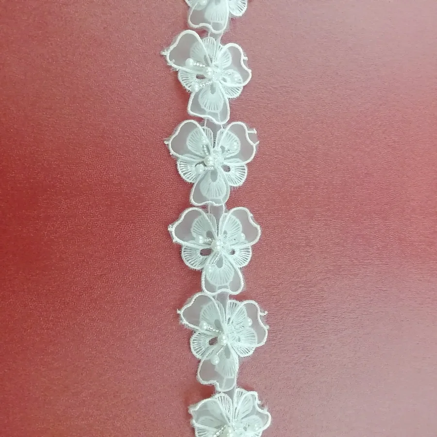 Новая мода 1 ярд ремесло Плетеный жемчуг ручной работы цветок вышитая кружевная