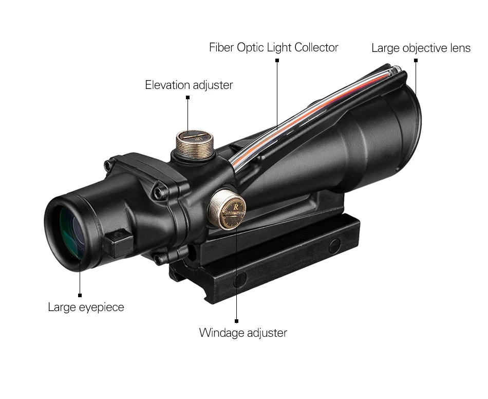 ACOG 5x35 охотничий прицел двойной подсветкой шеврон Красный Зеленый Крест оптоволоконный прицел Сетка Тактический винтовка Оптический прицел