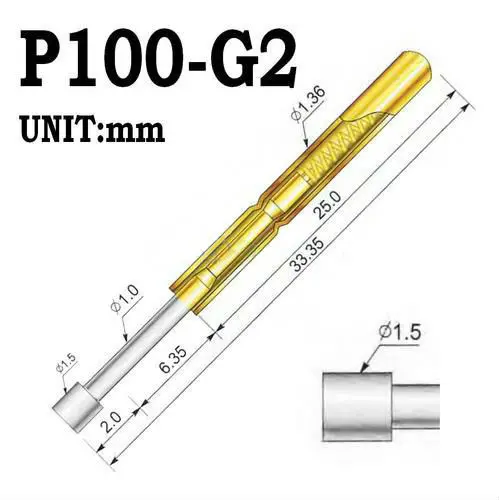100 шт./лот P100-G2 диаметром 1 36 мм 180 г пружинный испытательный зонд Pogo контактный