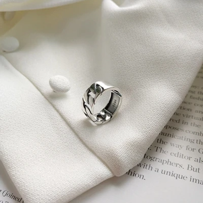 silver color LouLeur, 925 пробы, серебряная цепочка, кольца ручной работы, Ретро стиль, модная цепочка, открытые Регулируемые кольца для женщин, амулеты, хорошее ювелирное изделие, подарок - Цвет камня: silver color