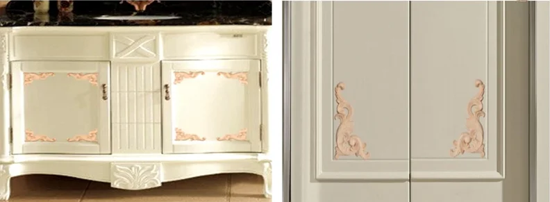 Винтаж 1 шт. Деревянные Резные углу накладка аппликация Рамки двери украсить