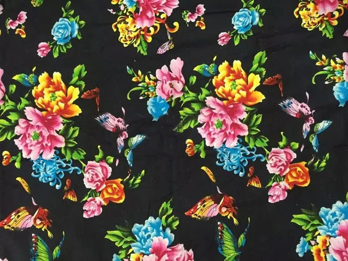 100*145 см цветок бабочка китайская ткань с этническим принтом хлопок лен