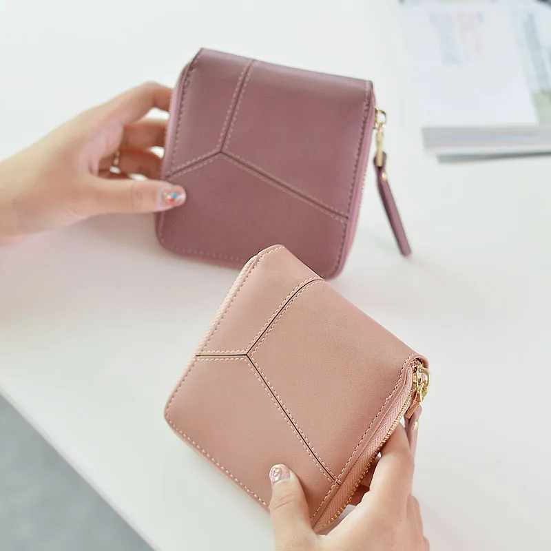 2019 новый короткий студенческий простой швейный кошелек на молнии сшивание