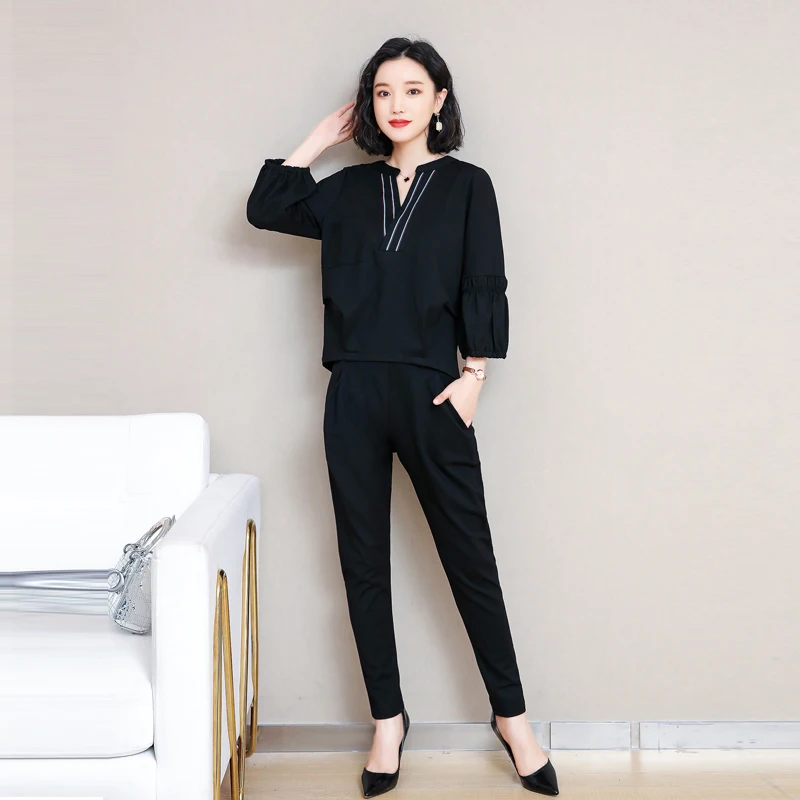 

new suit Korean fashion leisure bigger sizes autumn hoodies & haroun pants two-piece outfit casual clothing set plus size L -4XL